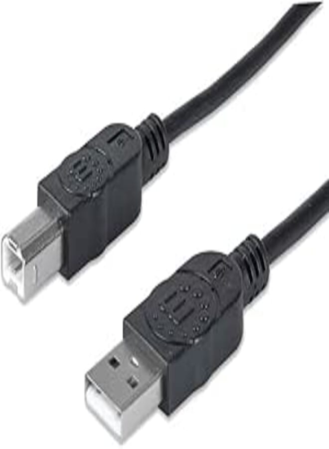 Manhattan 394628 Hi-Speed USB Printer Cable A Male/B Male 3M (10 ft.) - Black